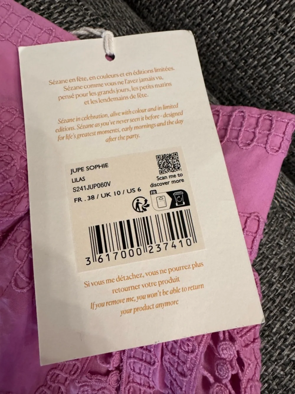 Sezane Pink Lace Midi Skirt with Front Slit - Picture 6 of 9